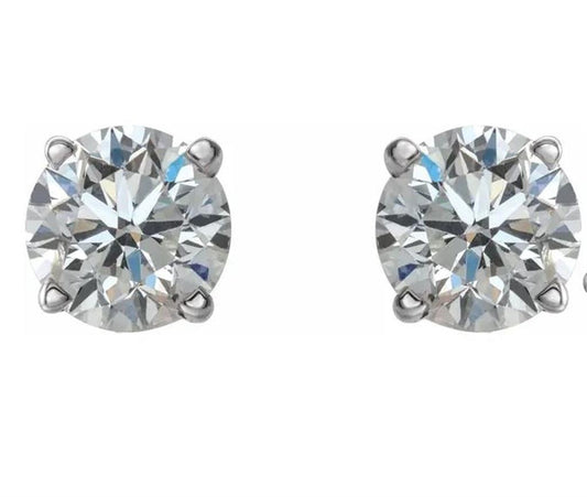 14K White Diamond 4-Prong Stud Earrings 0.25Cts