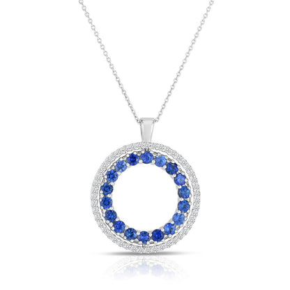 Roberto Coin 18K White Gold Double Sided Circle Blue Sapphire & Diamond Necklace