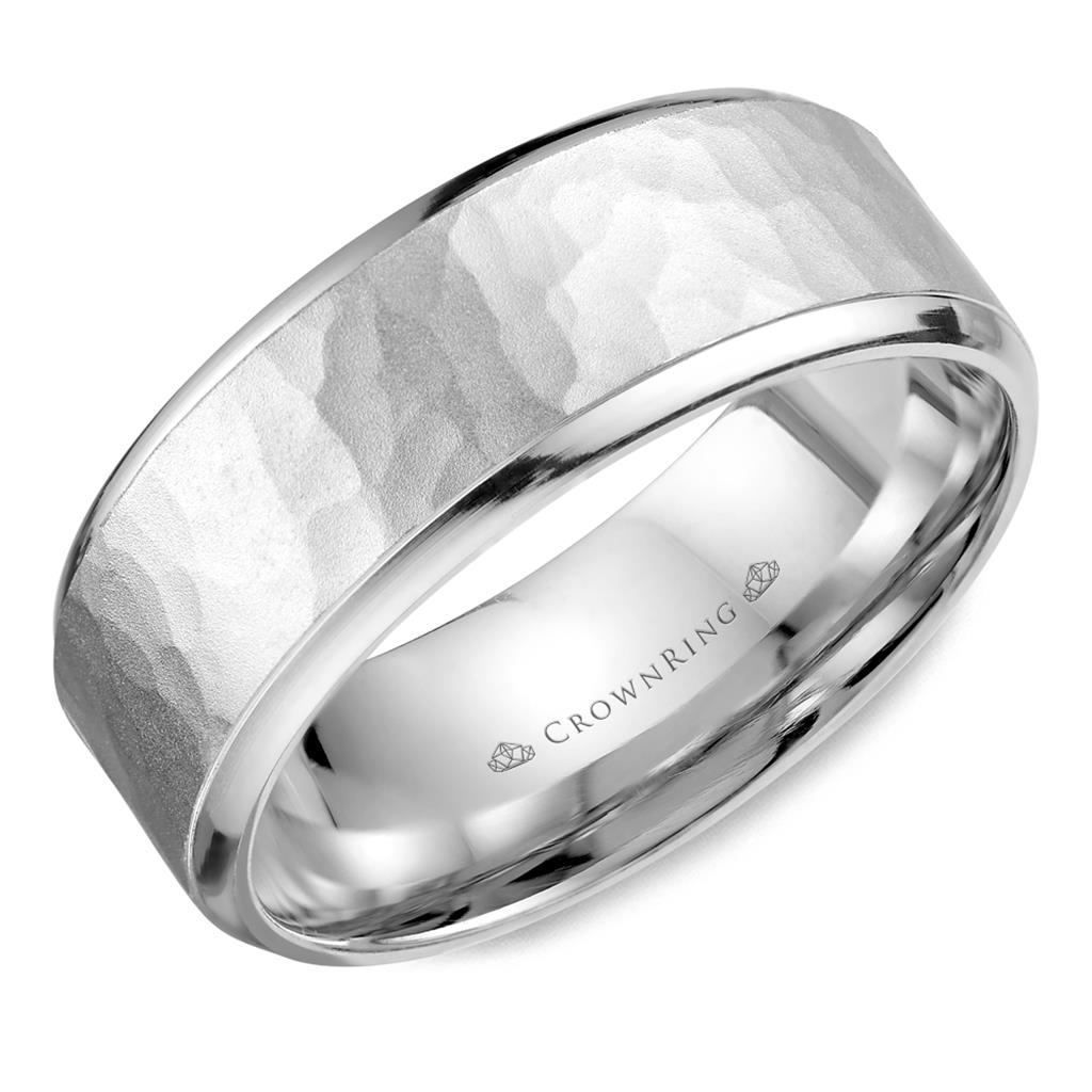 Crown Ring Soft Hammered Men's Band