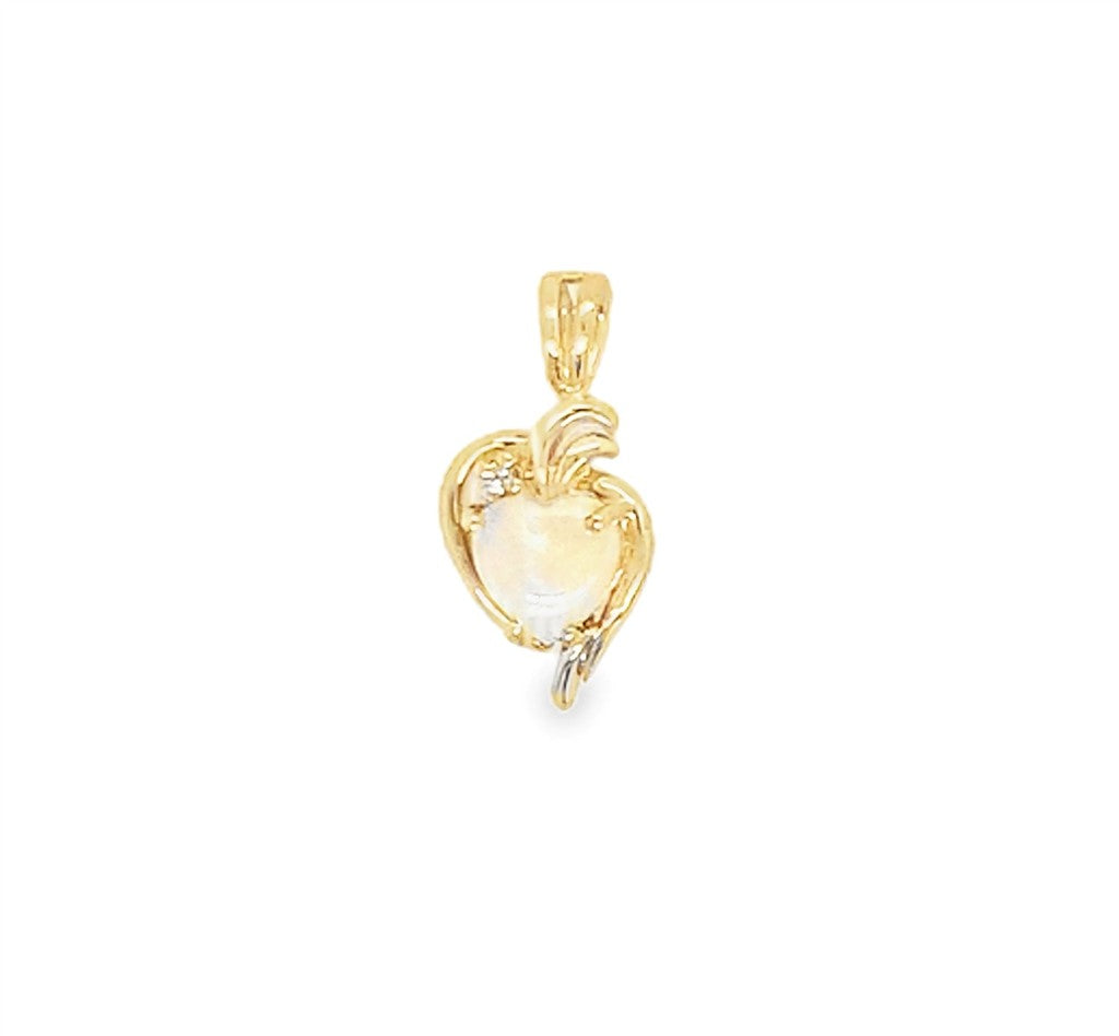 Estate 14K Yellow Gold Opal Heart Pendant