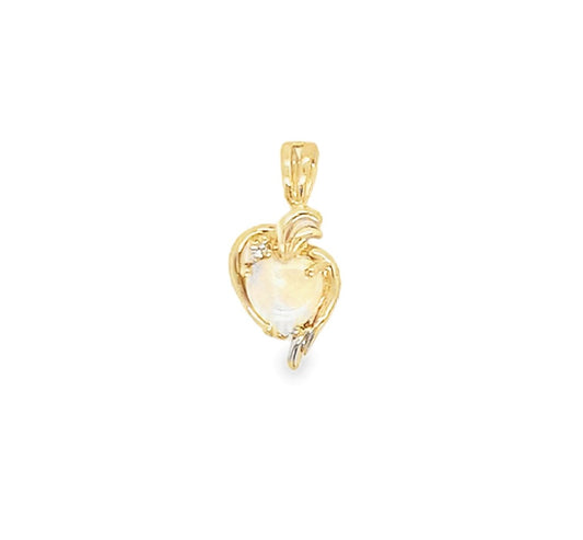Estate 14K Yellow Gold Opal Heart Pendant