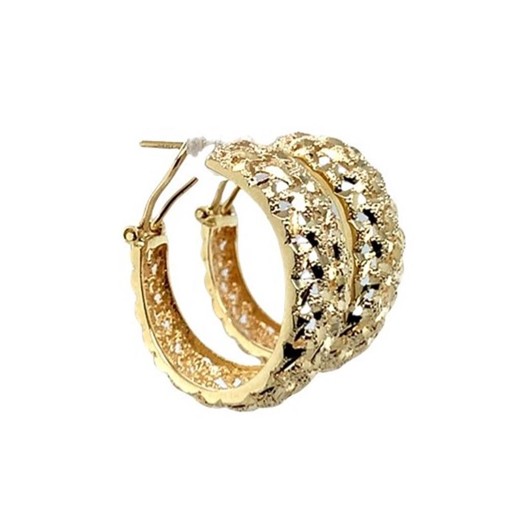 Estate 14K Yellow Gold Diamond Hoop Earrings