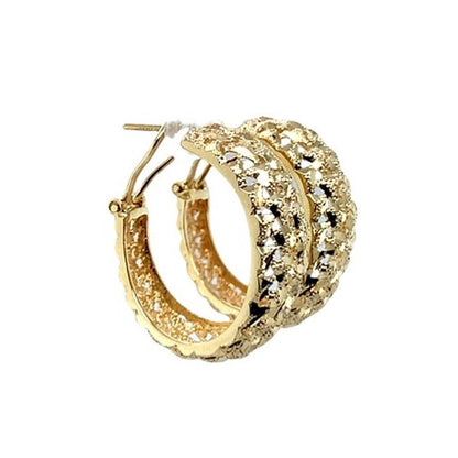 Estate 14K Yellow Gold Diamond Hoop Earrings