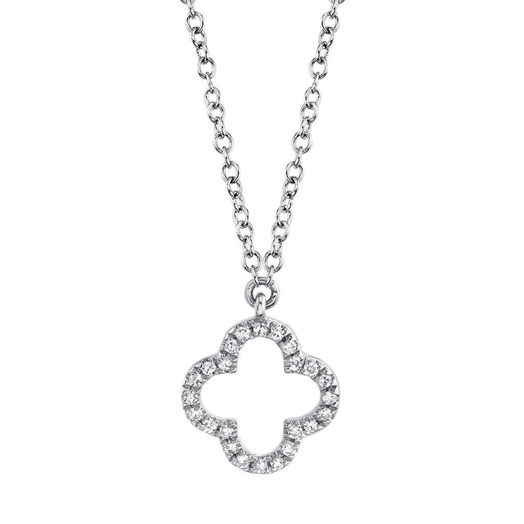 Shy Creation Open Diamond Clover Pendant Necklace