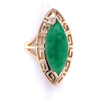 Estate 14K Marquise Jade Ring