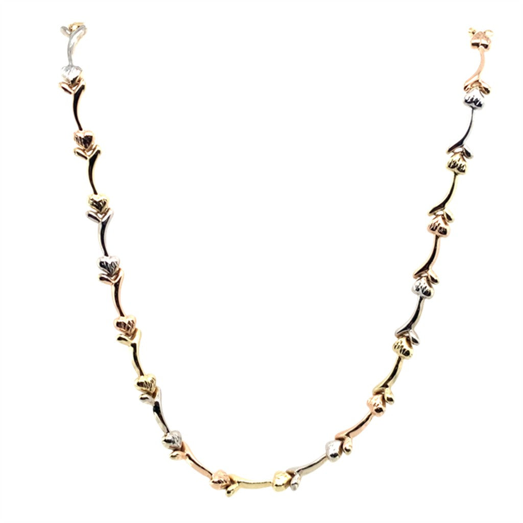 Estate 10K Tri-Tone Gold Heart Necklace