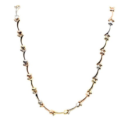 Estate 10K Tri-Tone Gold Heart Necklace