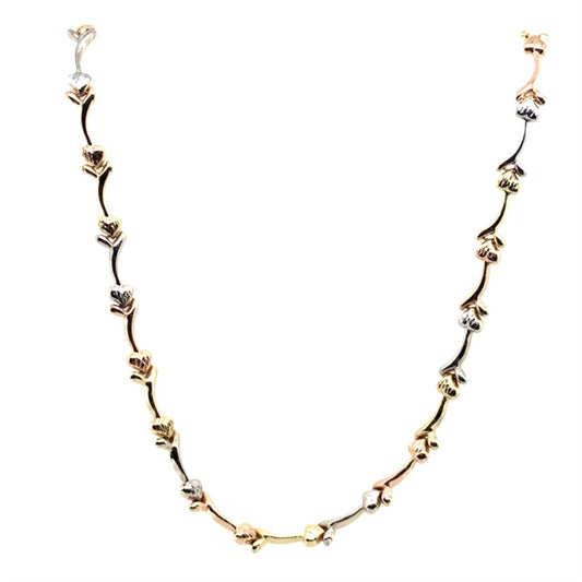 Estate 10K Tri-Tone Gold Heart Necklace