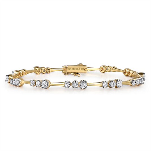 Gabriel 14K Gold Graudated Diamond Station Tennis Bracelet