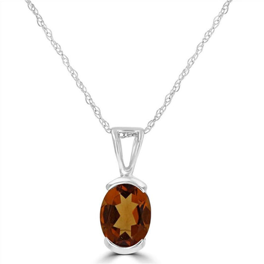 14K White Gold Citrine Pendant