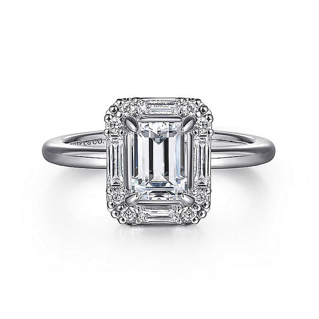 Gabriel 14K White Gold Art Deco Engagement Ring