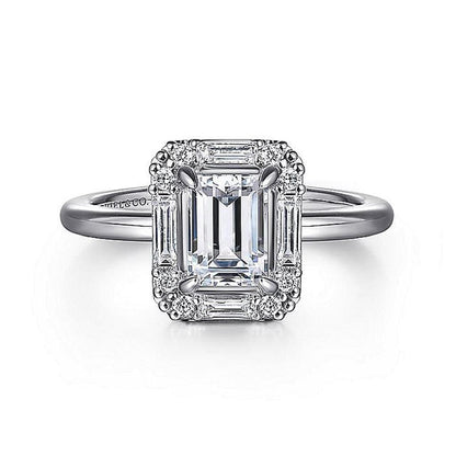 Gabriel 14K White Gold Art Deco Engagement Ring
