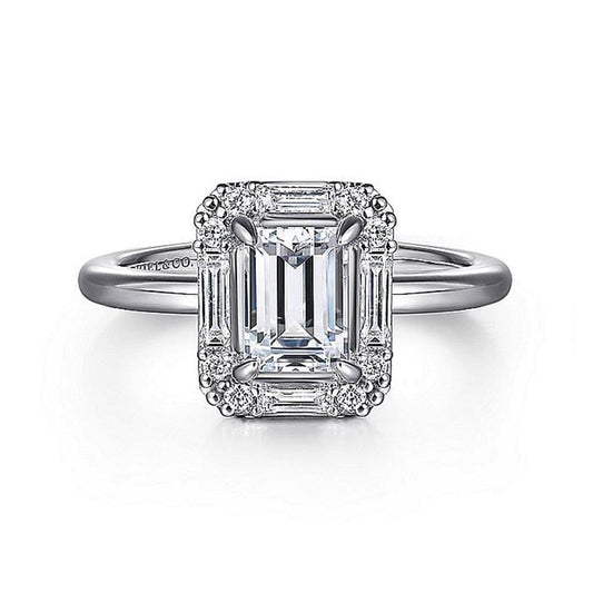 Gabriel 14K White Gold Art Deco Engagement Ring