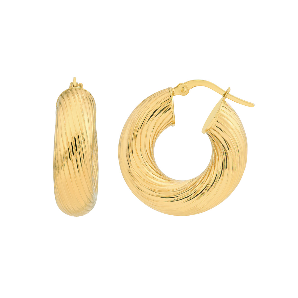 Rolland's Designs 14K Gold Textured Hoops
