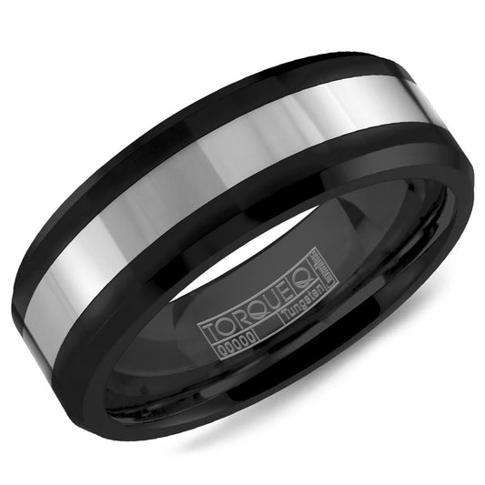 Crown Ring Black Ceramic & Black Tungsten Band