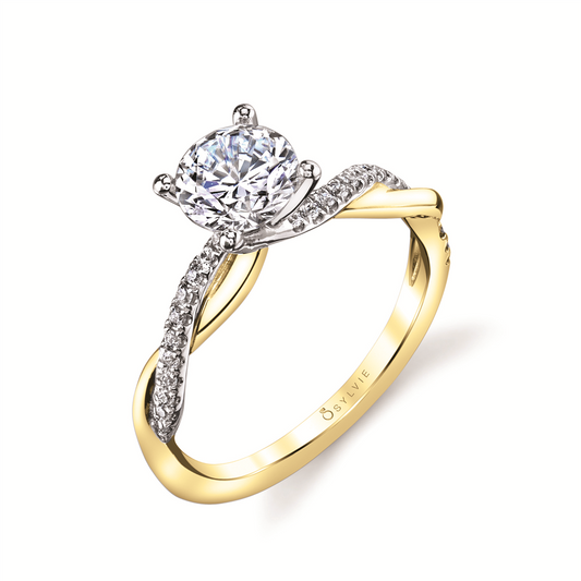 Sylvie 14K Two Tone Round Twist Diamond Semi Mount