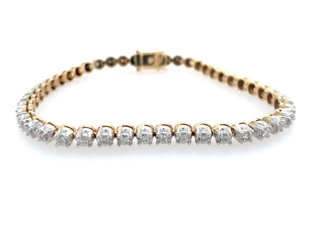 Estate 14K Two-Tone Diamond Tennis Bracelet