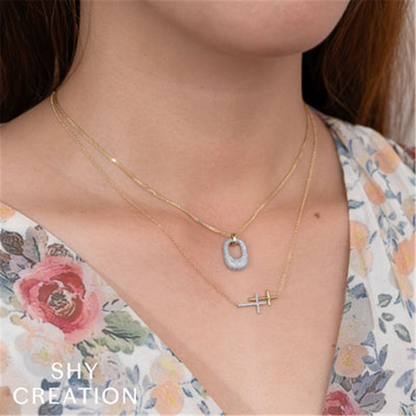 Shy Creation Diamond Initial "A" Necklace Pendant