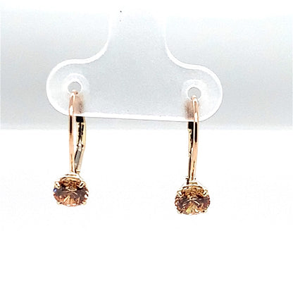 Estate 10K Yellow Gold Peach CZ Earrings
