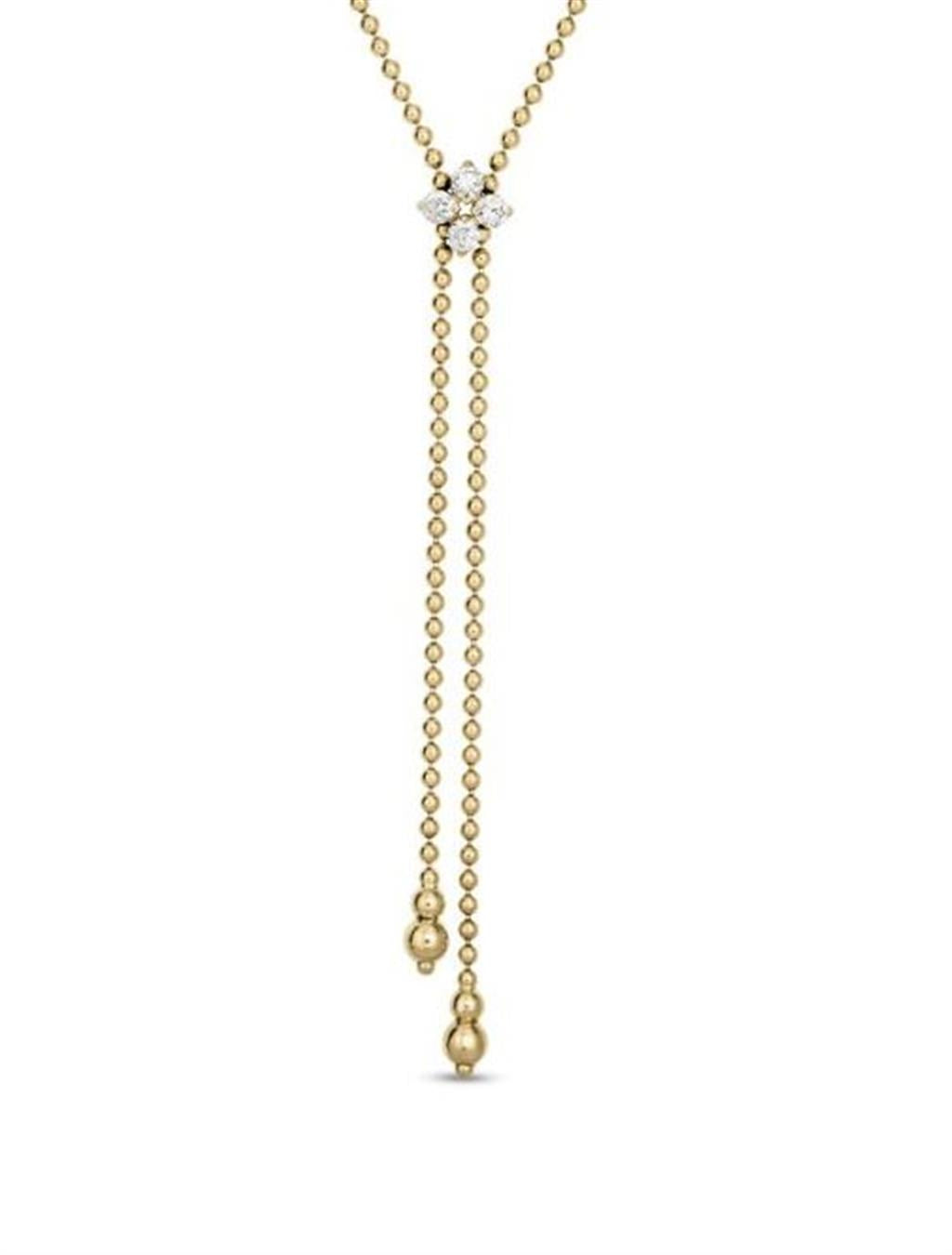 Roberto Coin Love In Verona Diamond Flower Lariat Beaded Necklace