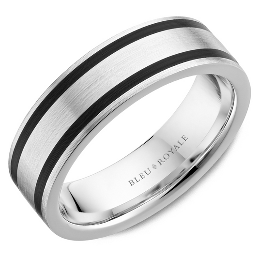 14K White Gold & Ceramic Wedding Band