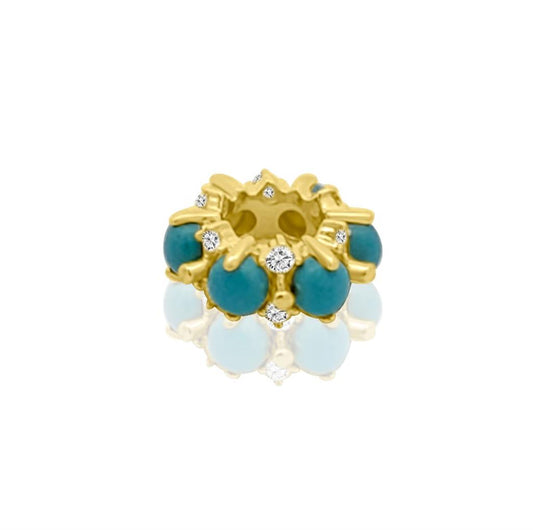 Rolland's Designs 14K Yellow Gold Turquoise & Diamond Charm