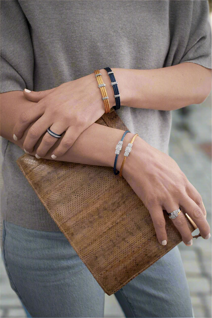 Alor Blueberry Triple Cable Diamond Station Bracelet