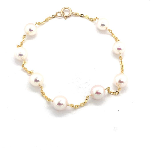 Rolland's Designs 14K Yellow Gold & Pearl Station Bracelet