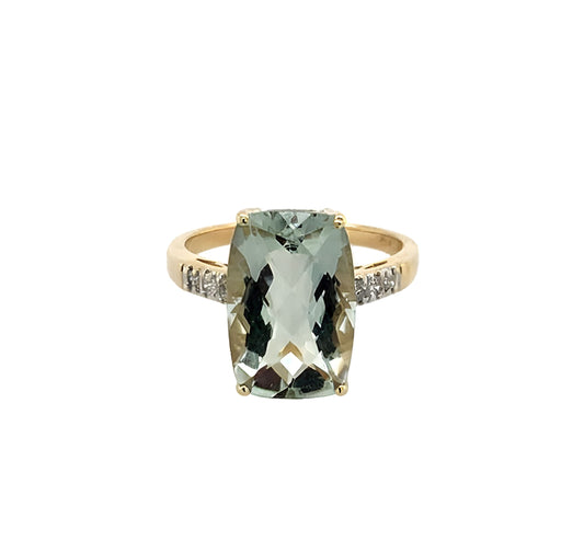 Estate14K Yellow Gold Green Amethyst Ring