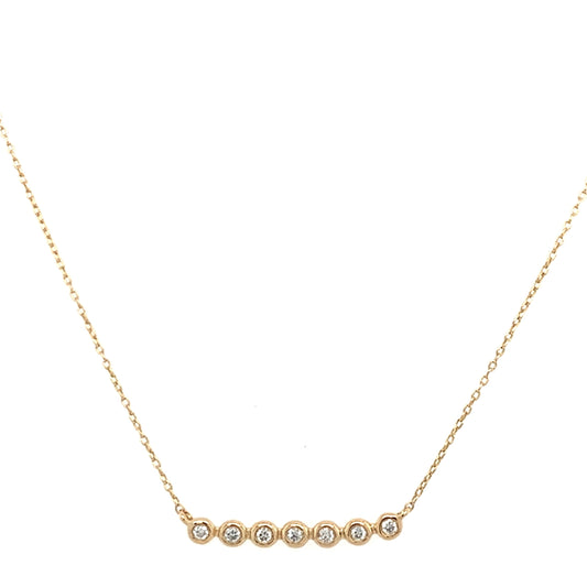 Estate 14K Gold Bezel Bar Diamond Necklace