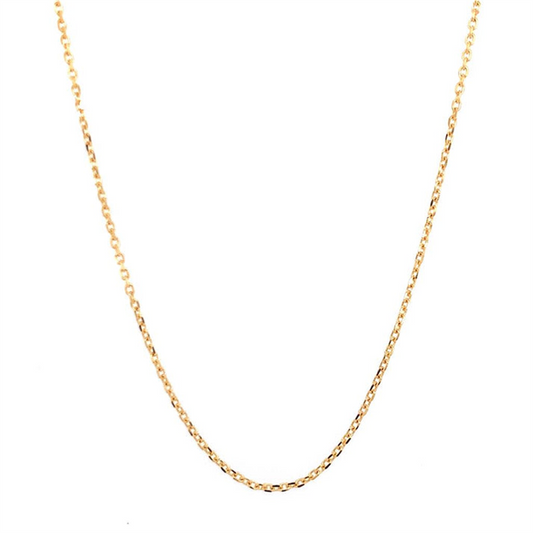 14K Yellow Gold 1.4Mm Cable Link Diamond Cut Chain