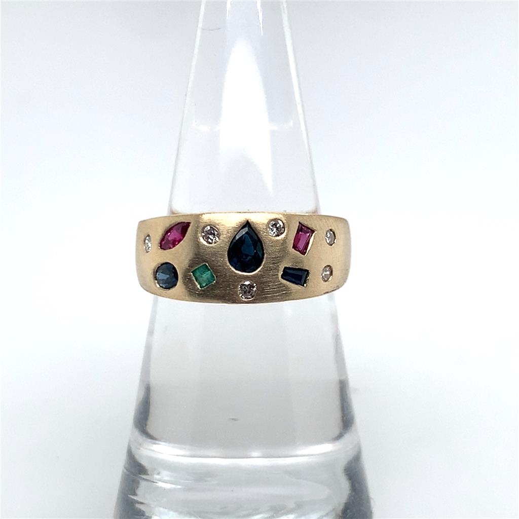 Estate Satin Finish Multi Stone Ring