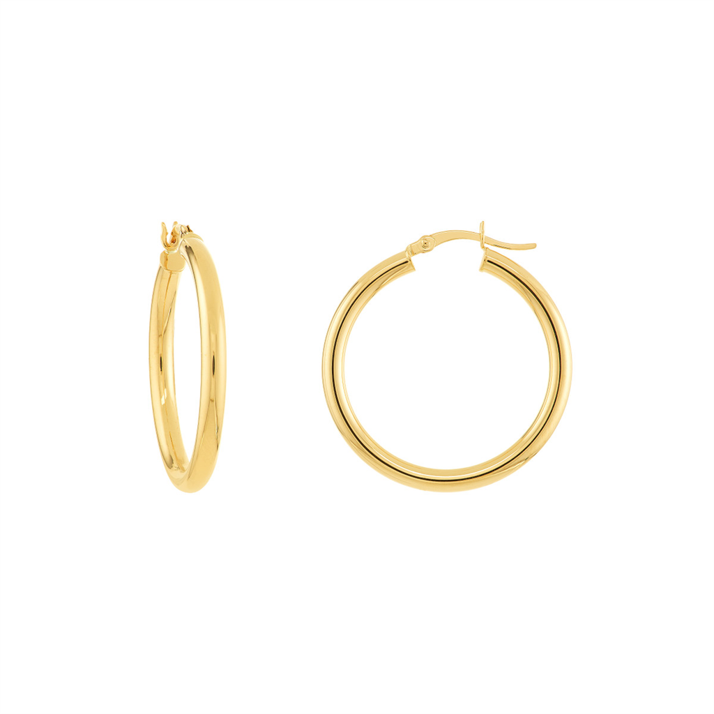 Rolland's Design Gold Round Tube Polished Hoop Earrings