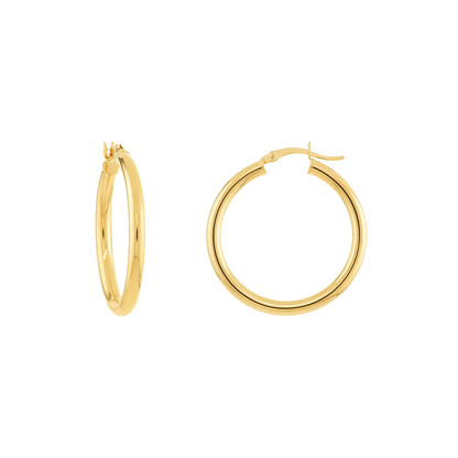 Rolland's Design Gold Round Tube Polished Hoop Earrings