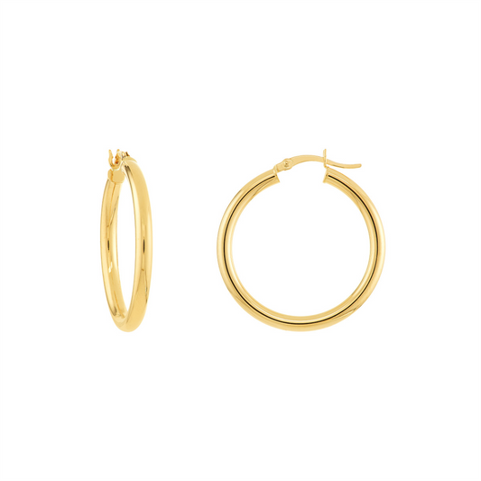 Rolland's Design Gold Round Tube Polished Hoop Earrings