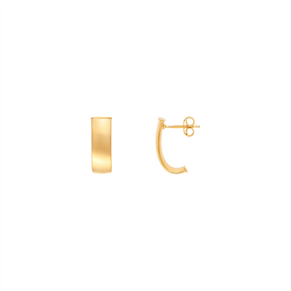 Rolland's Design Gold Wide Flat J Hoop Earrings