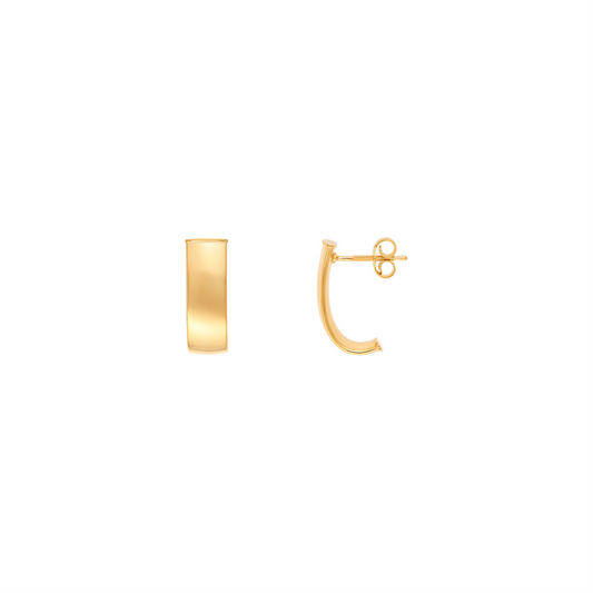 Rolland's Design Gold Wide Flat J Hoop Earrings
