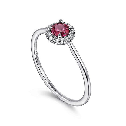 Gabriel Diamond Halo & Pink Tourmaline Ring