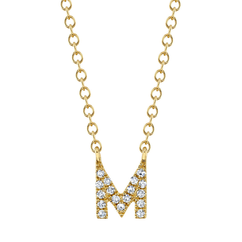 Shy Creation Diamond "M" Pendant Necklac