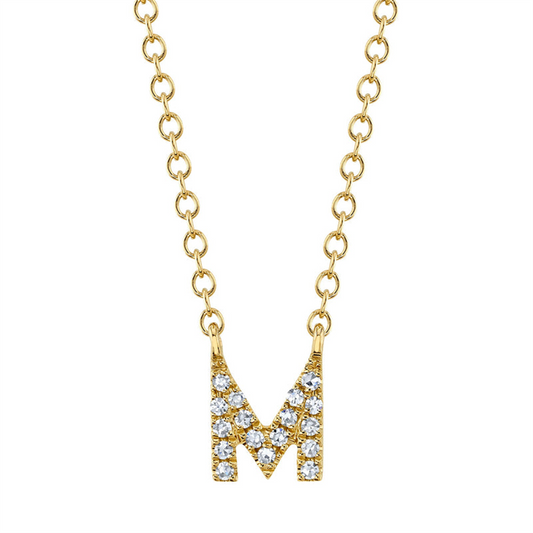 Shy Creation Diamond "M" Pendant Necklac