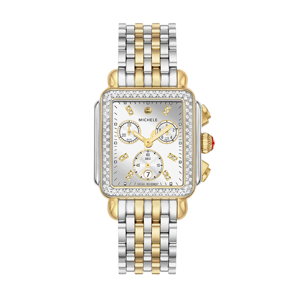 Michele Deco Diamond High Shine Two-Tone 18k Gold-Plated Watch