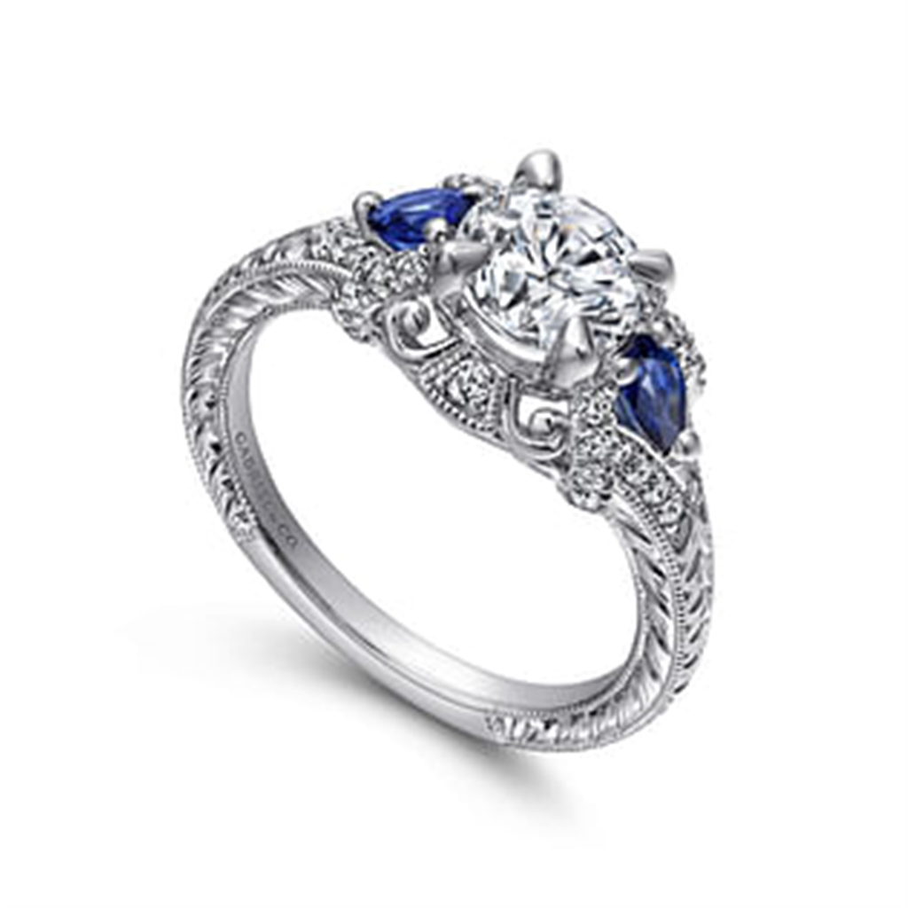 Gabriel Diamond & Blue Sapphire Semi Mount