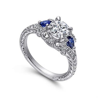 Gabriel Diamond & Blue Sapphire Semi Mount