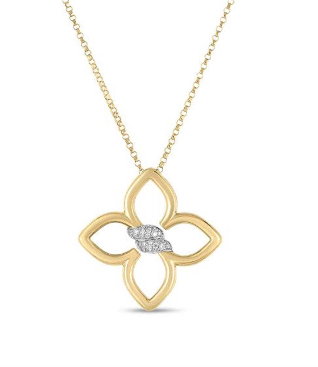 Roberto Coin Cialoma Small Diamond Flower Necklace