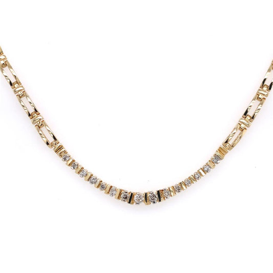 Estate 14K Yellow Gold Diamond Necklace