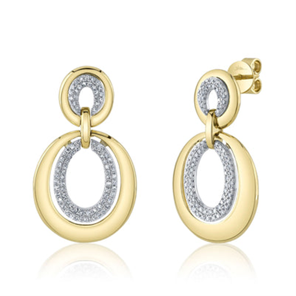 Shy Creation Two-Tone Diamond Double Oval Earrings