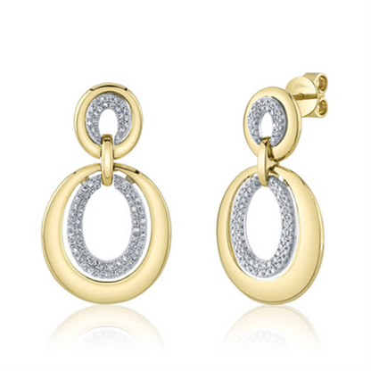 Shy Creation Two-Tone Diamond Double Oval Earrings