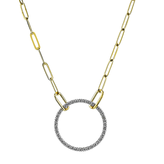 Simon G. 18K Two Tone Diamond Circle Pendant