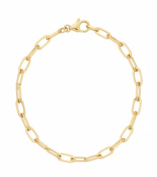 14K Yellow Gold Elongated Hexagon Link Charm Bracelet