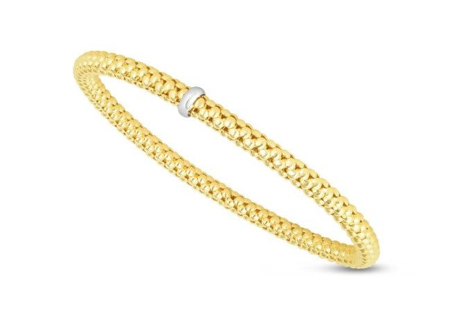 Rolland's Design 14K Two Tone 4Mm Stretchable Popcorn Bangle